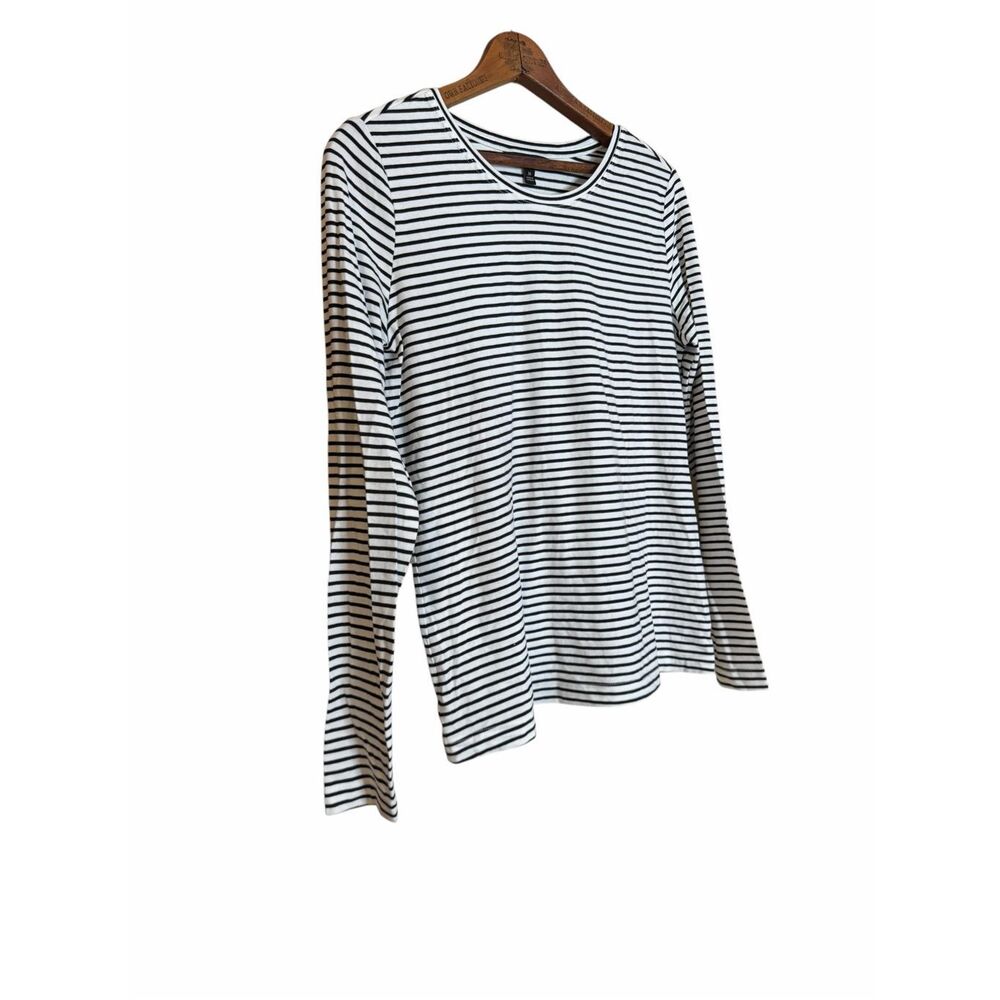 Banana Republic NWOT Stripe Crew Neck Long Sleeve T-Shirt Black White Medium - Picture 3 of 7